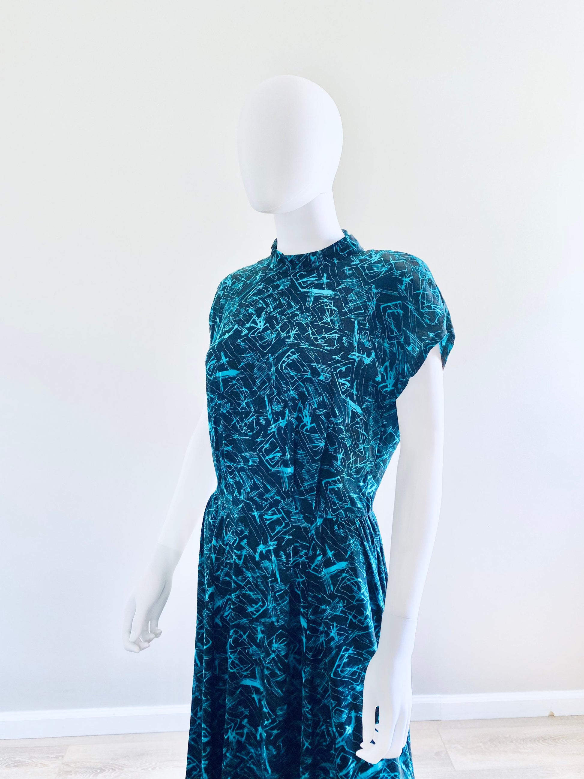 Vintage 1980s Backless Maxi Dress / 80s rayon dress Size M
