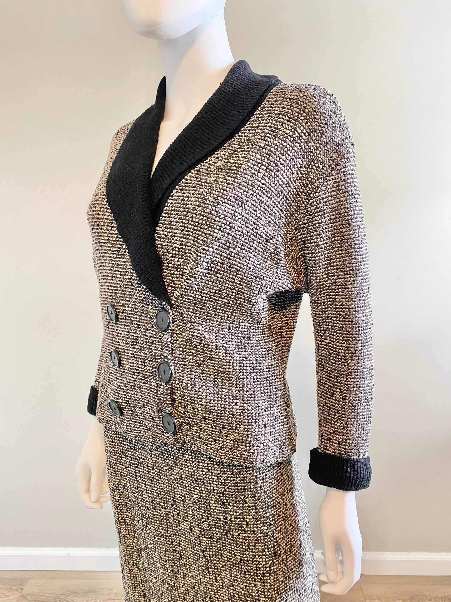 Vintage 1950s Plus Sized Sweater Set / 50s knit skirt